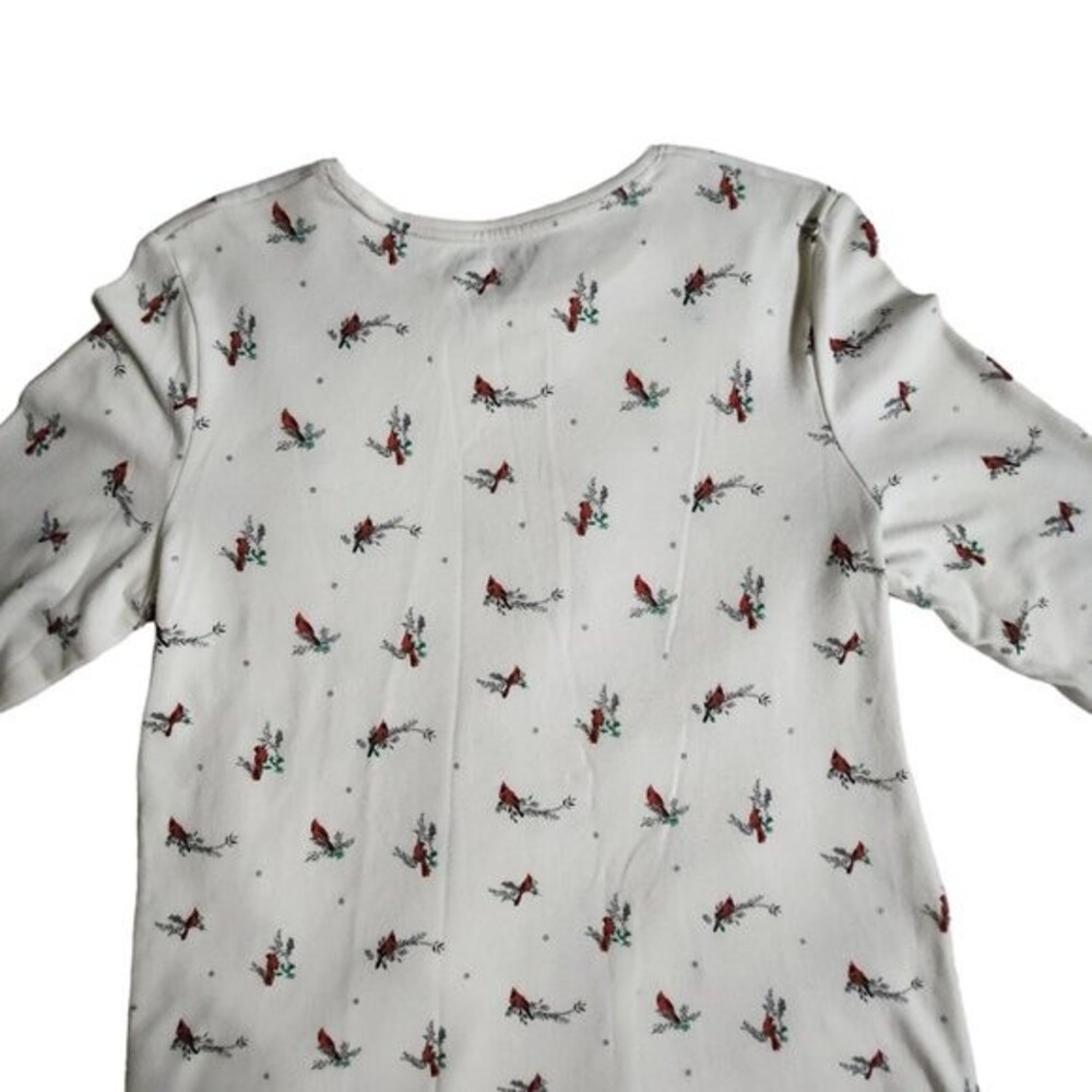 Cardinal Red Patterns croft & barrow | Tops | Croft Barrow White Red Cardinal Bird Long ...